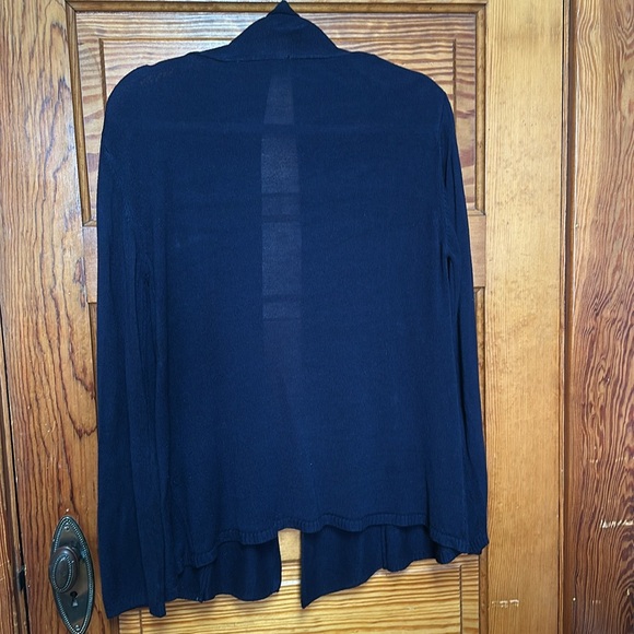 Nina Leonard Navy Blue open front sweater size Large - Picture 4 of 4